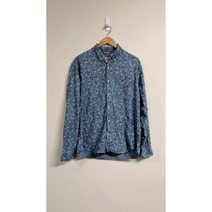 J. Crew Men's Blue Floral Chambray Slim Fit Button Up XXL